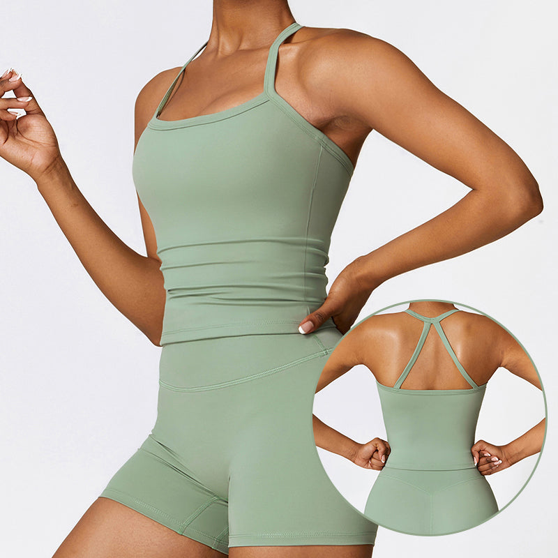 Hosenträger-Shorts für Frauen, einfarbig, Sport-Set