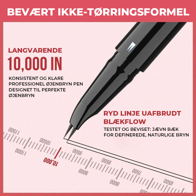 2-i-1 dual-ended øjenbrynspen med mikrogaffelspidsapplikator og præcis børstespids
