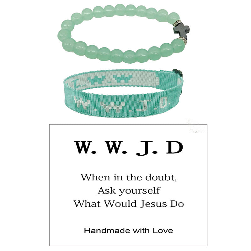 WWJD – Armbandset mit Kreuzperlen