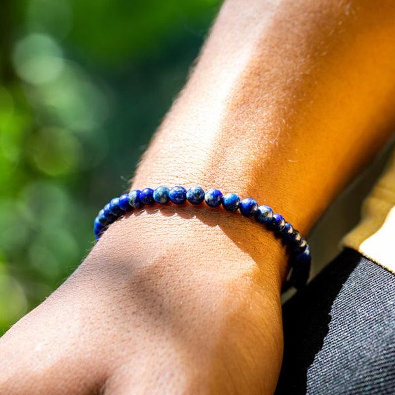 Naturlig Lapis Lazuli stenperlearmbånd