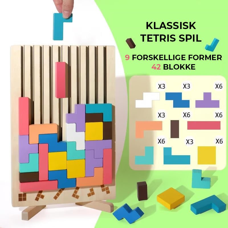 Træpuslespilsæt med stablingsfunktion