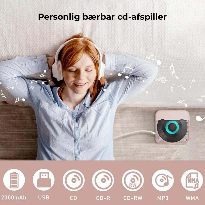 Bærbar Bluetooth-kompatibel cd-afspiller