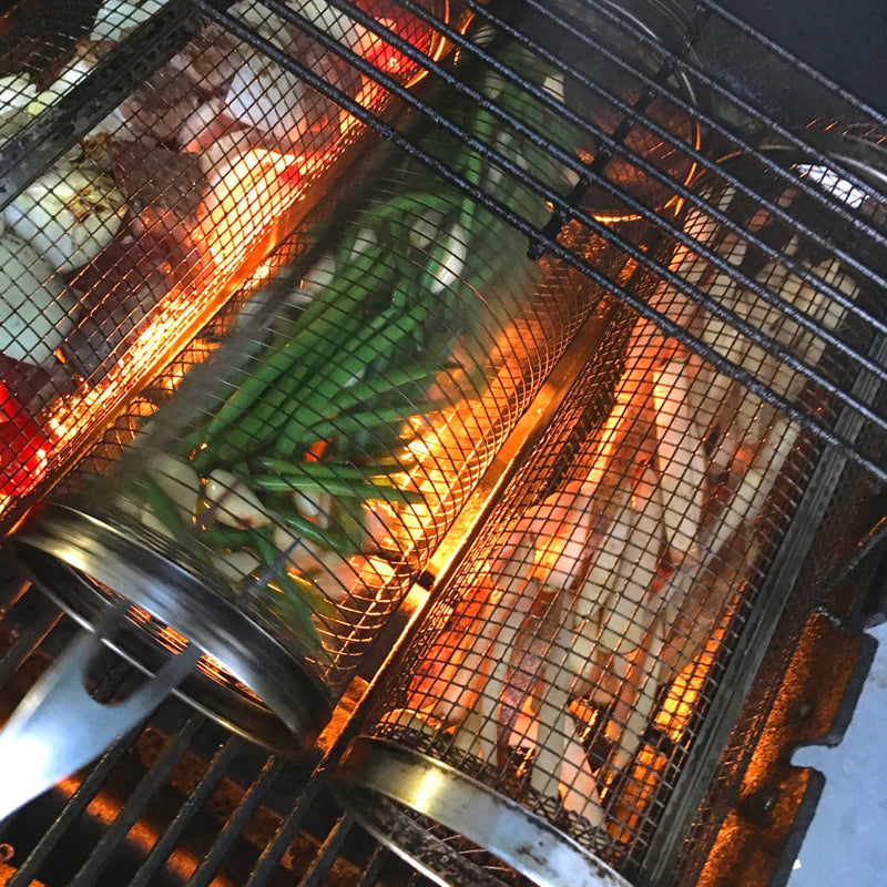 Cylindrisk grillkurv