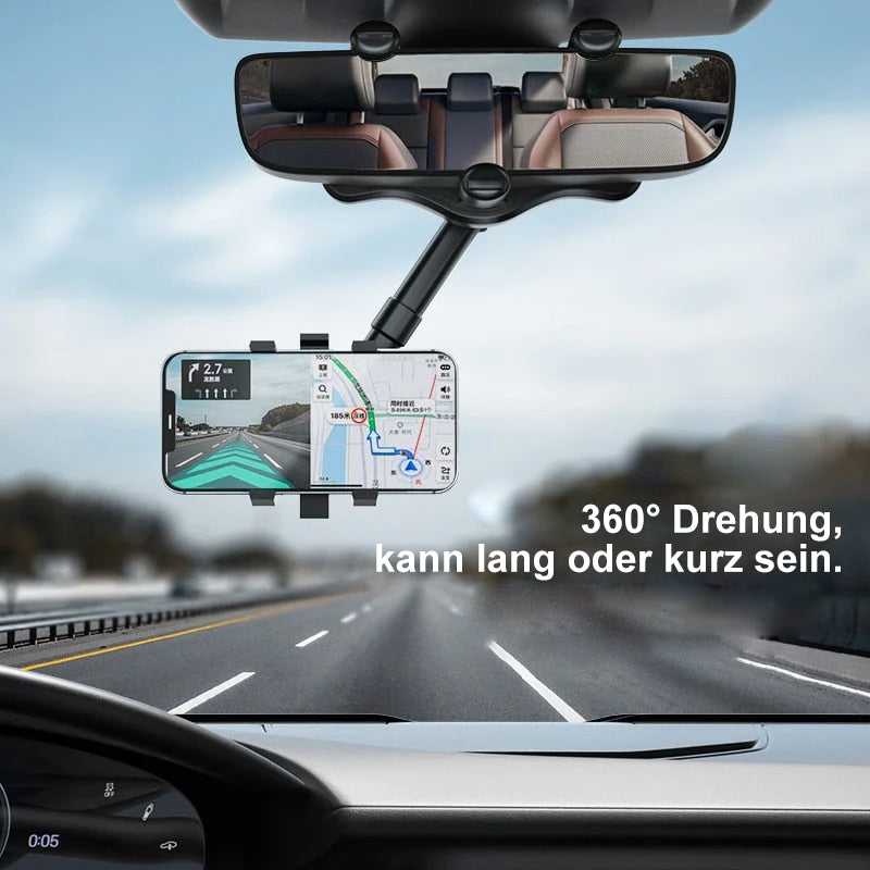 Multifunktionaler, um 360° drehbarer Auto-Rückspiegel-Handyhalter