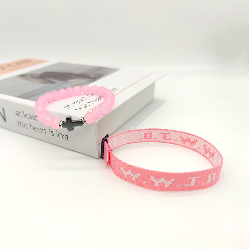WWJD – Armbandset mit Kreuzperlen