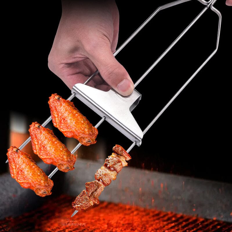 Rustfrit 3-vejs grillspyd