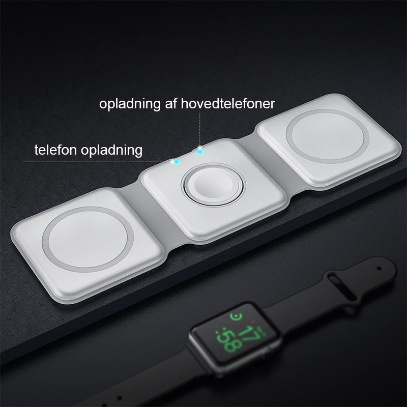 Ny foldbar 3-i-1 trådløs oplader