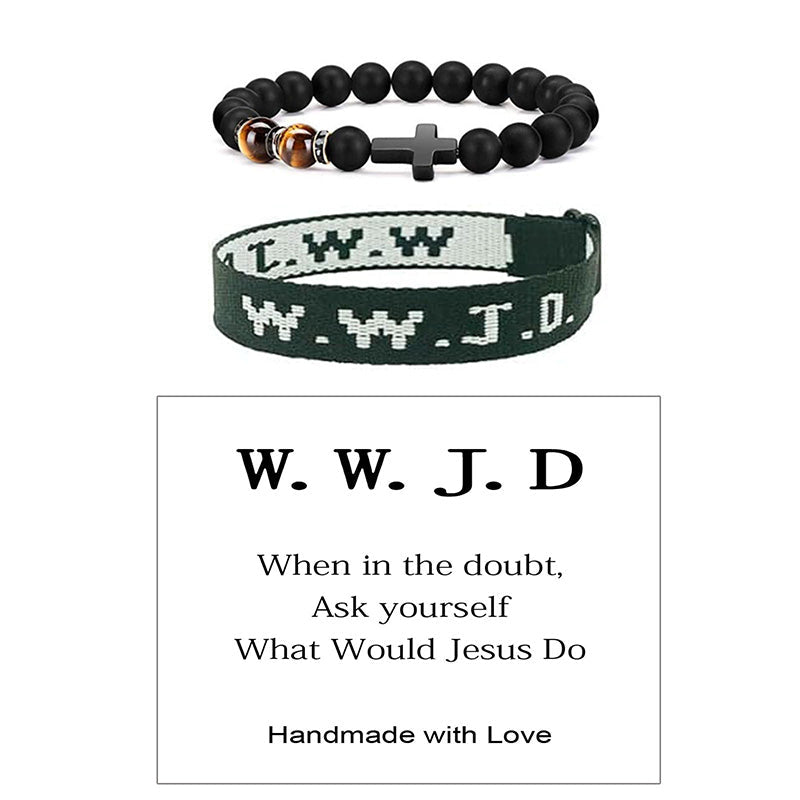 WWJD – Armbandset mit Kreuzperlen