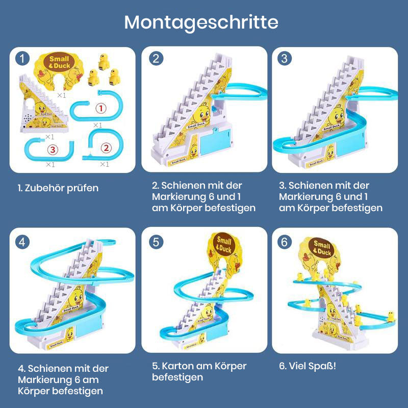 Elektrische Enten-Kletter-Rennbahn – LED-Lichter & Musik Achterbahn-Spielset