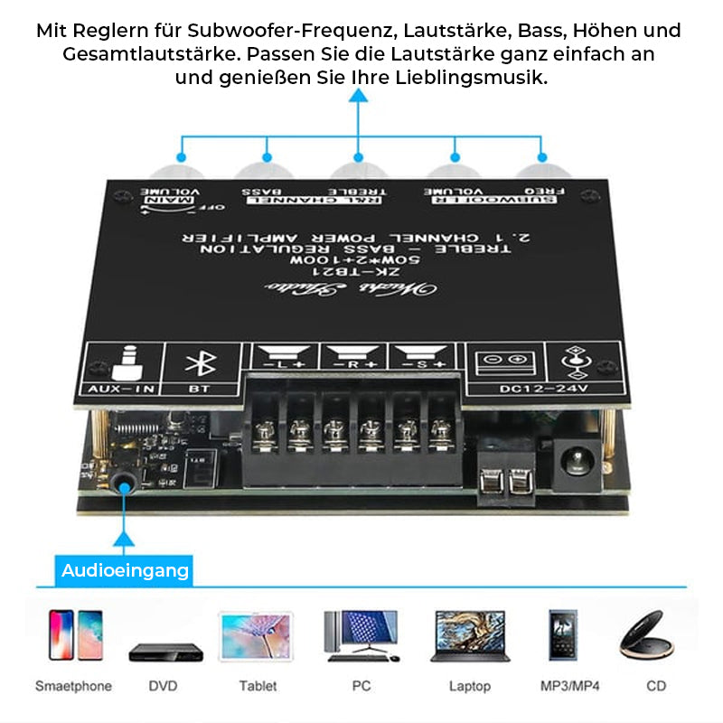 2.1-Kanal-Verstärkermodul mit Audioempfänger