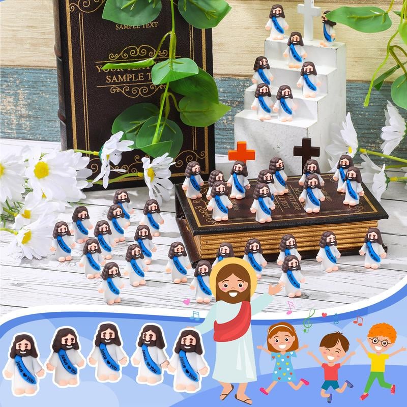 Mini-Jesus-Figuren mit dem Slogan „Jesus liebt dich“