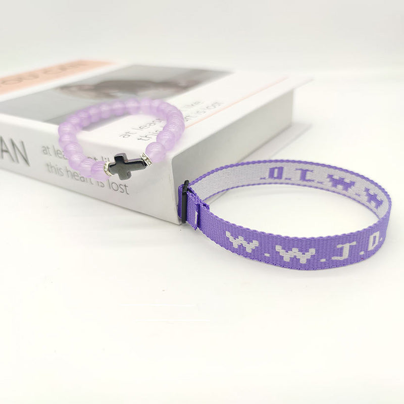 WWJD – Armbandset mit Kreuzperlen