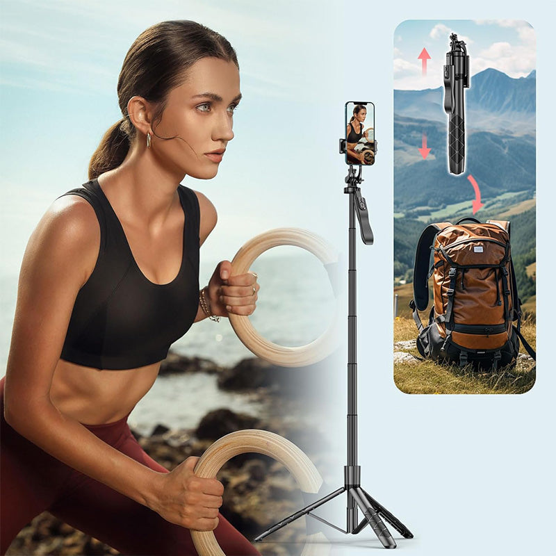 Handgehaltener Selfie-Stick mit&nbsp;ausziehbarem Dreibeinstativ