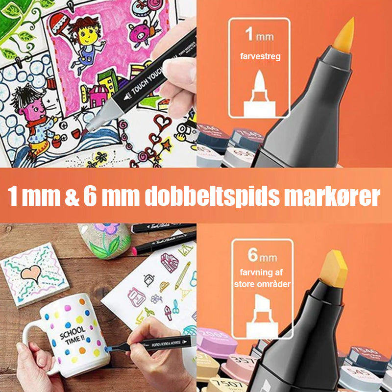 80 farver Premium Dual Tip Markers Sæt med bæretaske