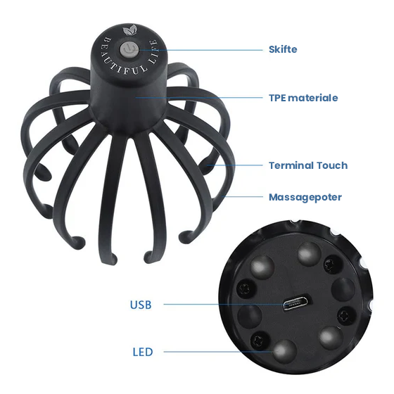 Blæksprutte hovedmassager