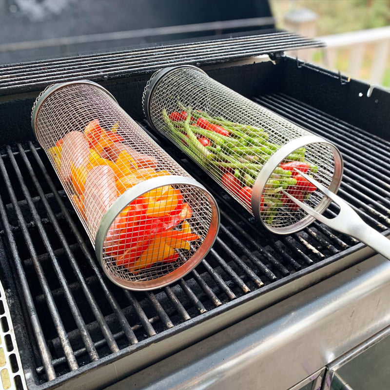 Cylindrisk grillkurv