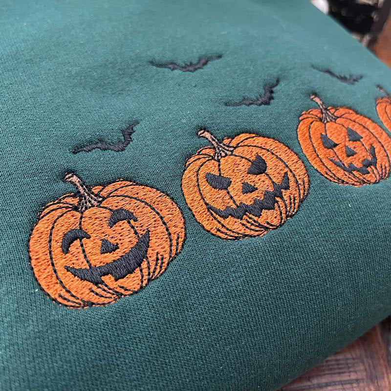 Rundhals-Sweatshirt mit Kürbis-Print