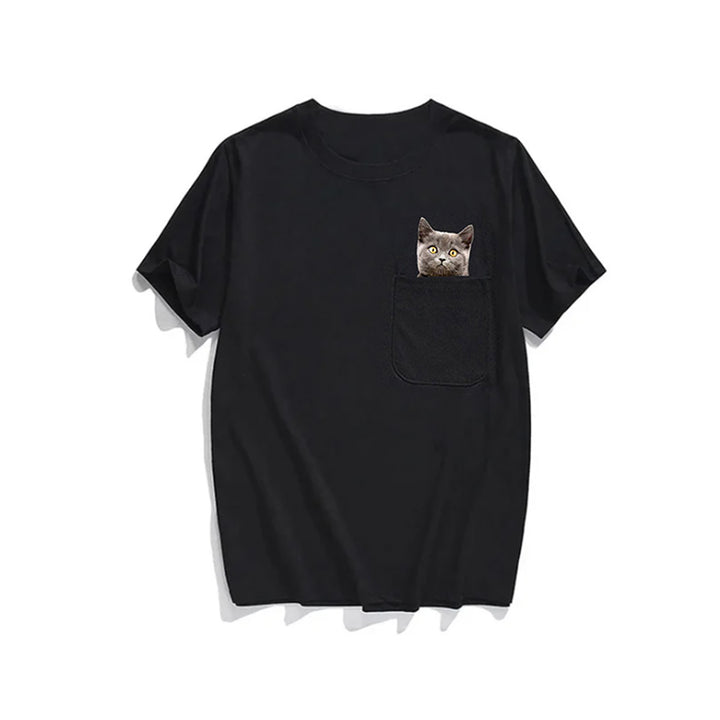 Versteckter Mittelfinger Signiert Lustige Katze Bedrucktes T-Shirt