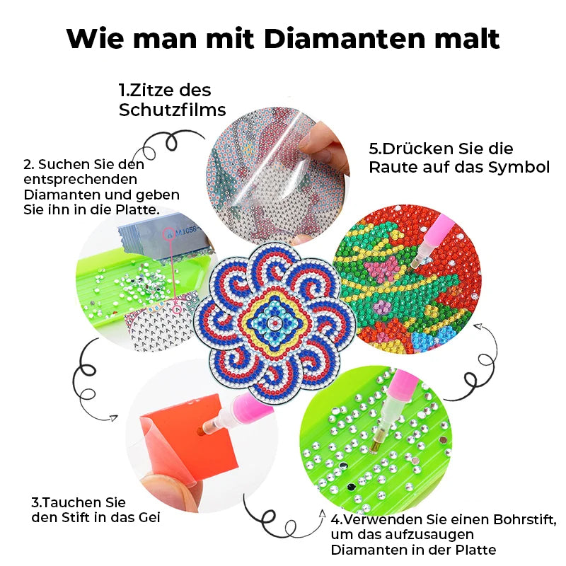 Diamond Craft Untersetzer Diamond Painted Untersetzer (Mandala)