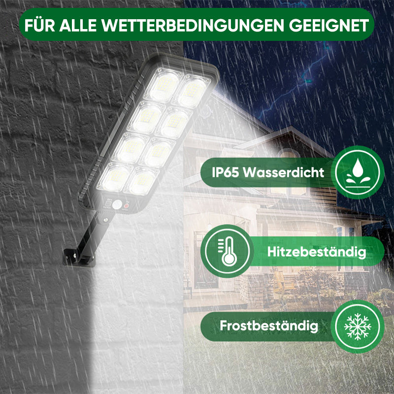 Solarbetriebene Gartenleuchte mit zwei Bewegungs- und Lichtsensoren