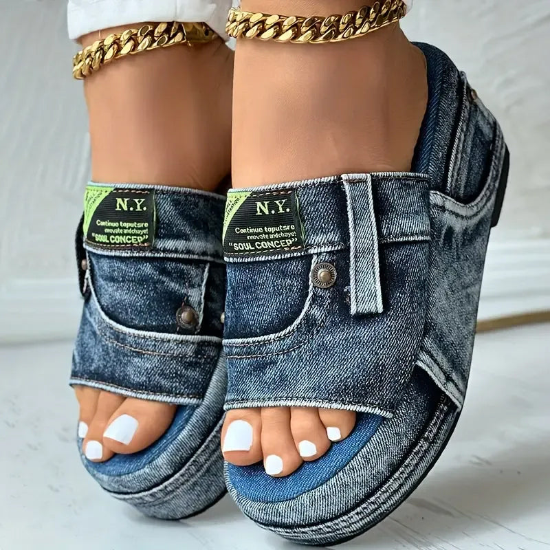 Denimsandaler til kvinder