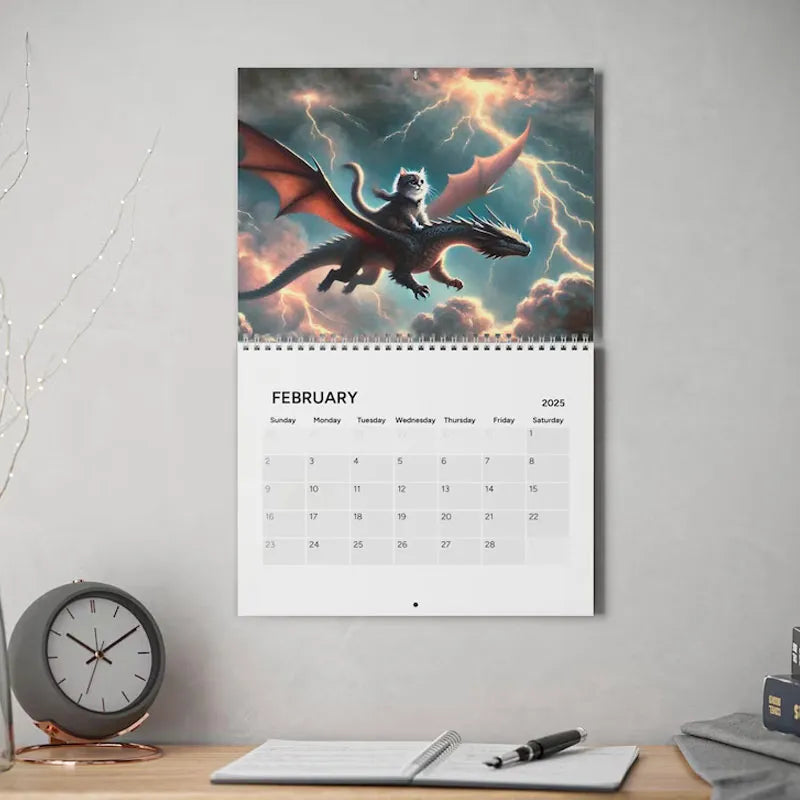 Katzen-Drachenreiter-Kalender 2025