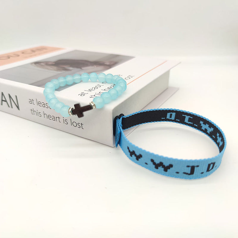 WWJD – Armbandset mit Kreuzperlen