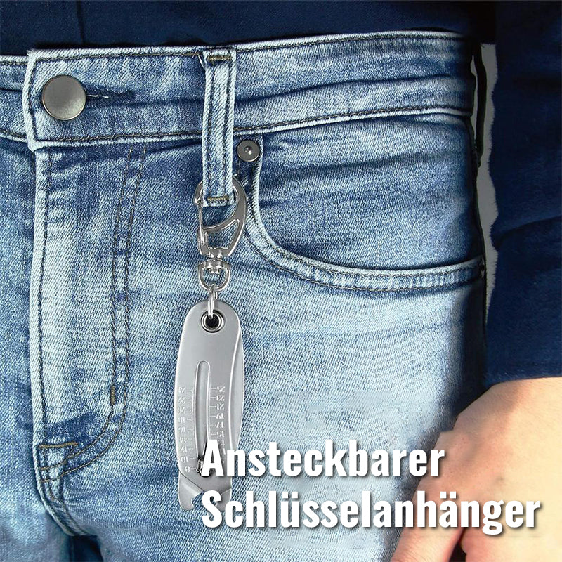 Schlüsselanhänger mit Schraubengrößen-Checker