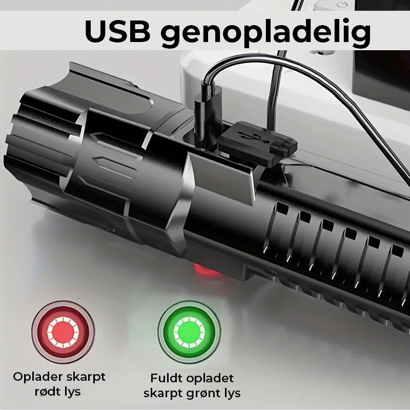 Bærbar USB-opladelig kraftig lommelygte