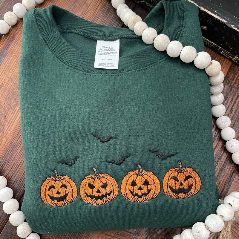 Rundhals-Sweatshirt mit Kürbis-Print