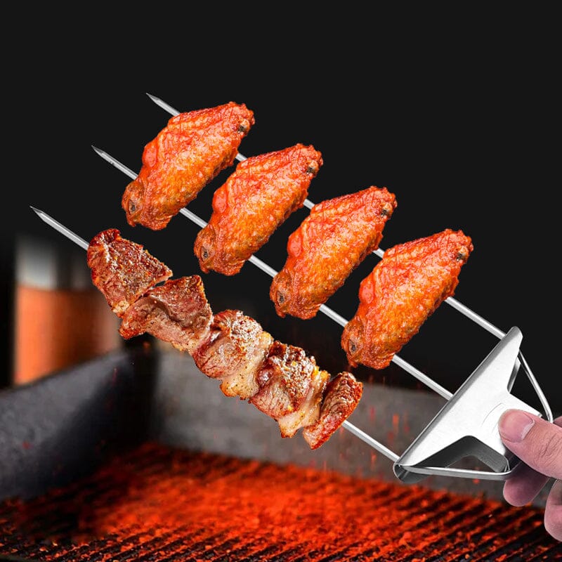 Rustfrit 3-vejs grillspyd