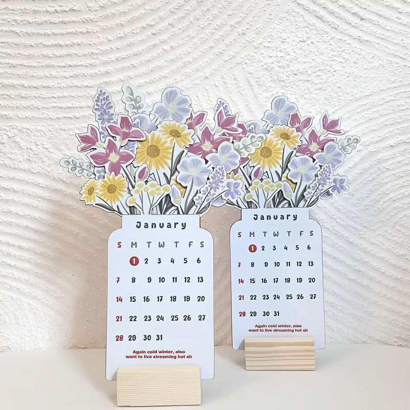 2025 blomstrende skrivebordskalender