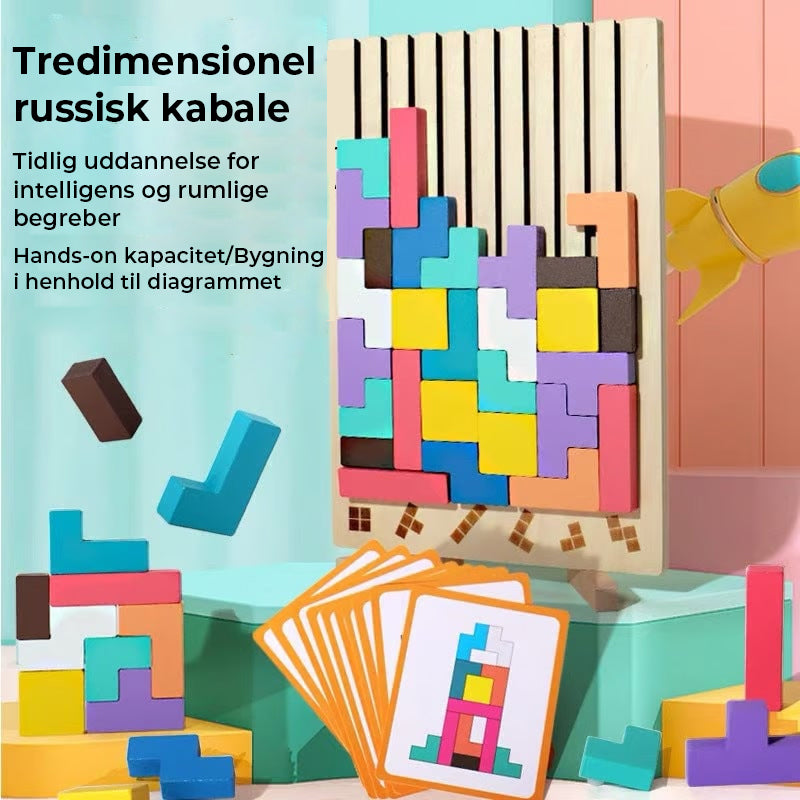 Træpuslespilsæt med stablingsfunktion