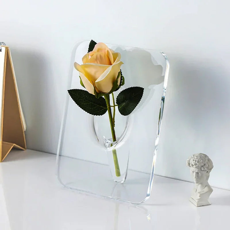 Acryl Fotorahmen Vase - Desktop Blumenarrangement Dekoration