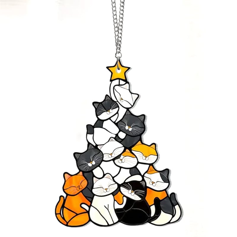 Katte Juletræ Suncatcher Ornament