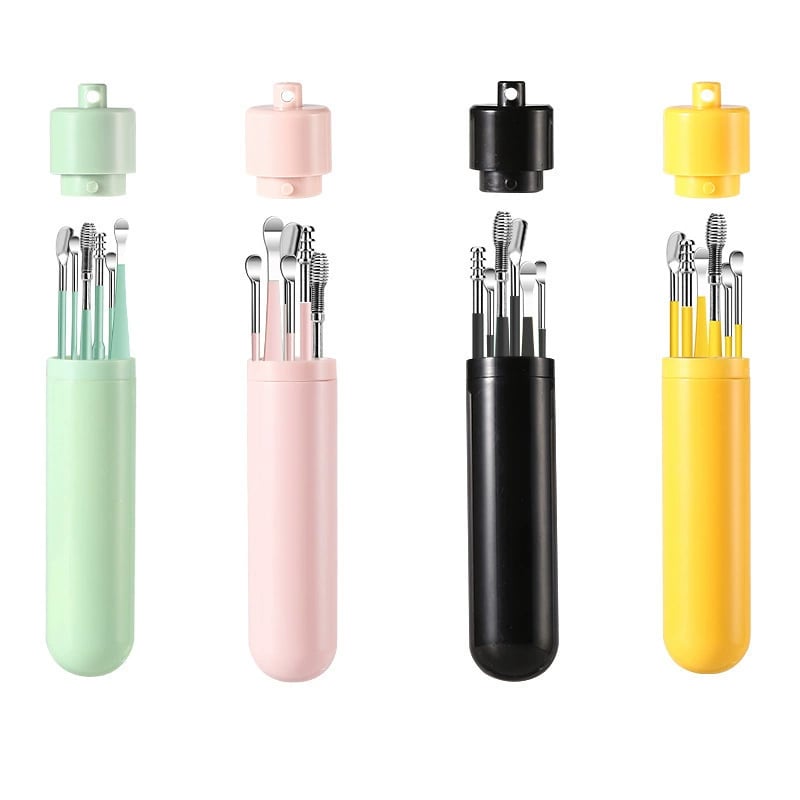 6-teiliges Set mit Spiral-Ohrmassage-Reinigungswerkzeug aus Edelstahl