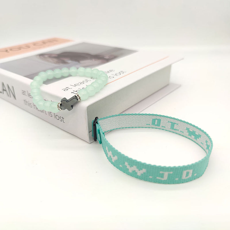 WWJD – Armbandset mit Kreuzperlen