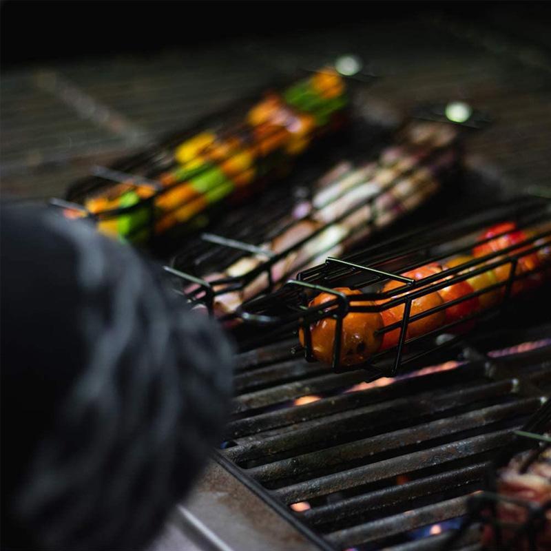 Cylindrisk grillkurv