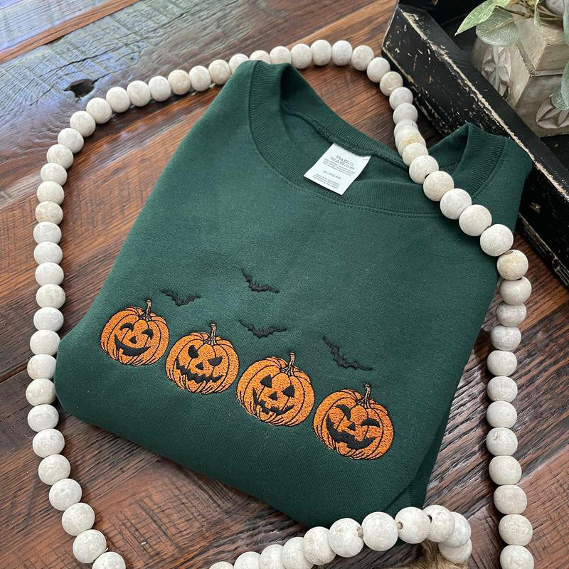 Rundhals-Sweatshirt mit Kürbis-Print