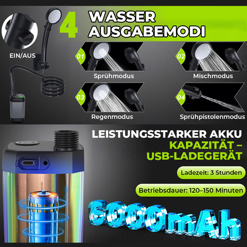 Tragbare, wiederaufladbare Camping-Duschpumpe
