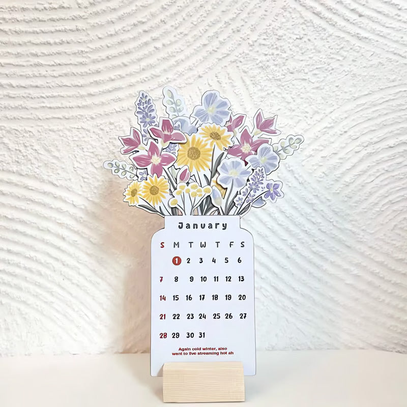 2025 blomstrende skrivebordskalender