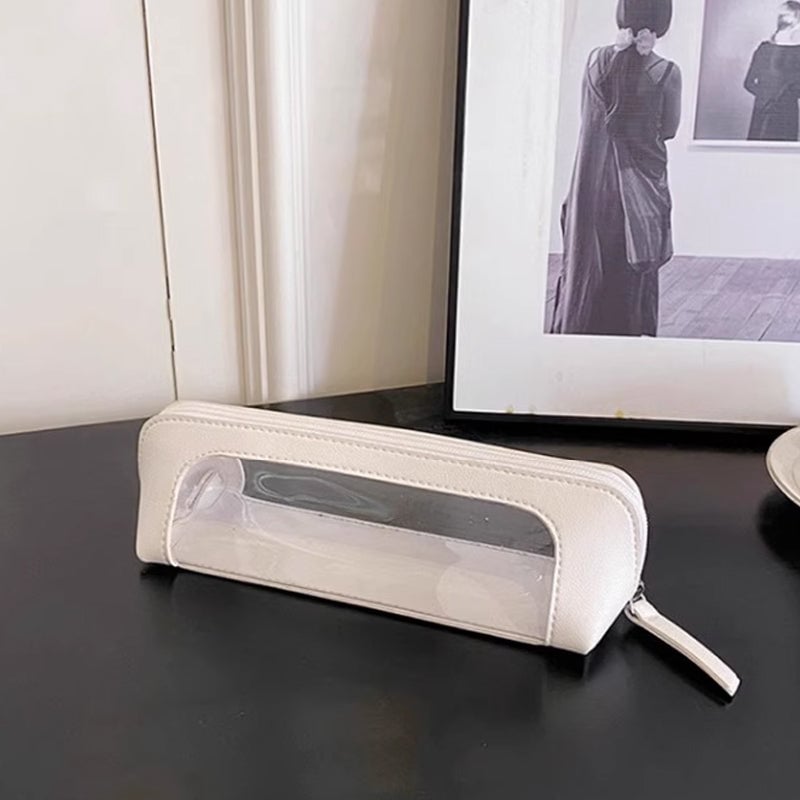 Tragbare Aufbewahrungstasche mit transparentem Fenster (Gelb + Rosa + Cremeweiß)