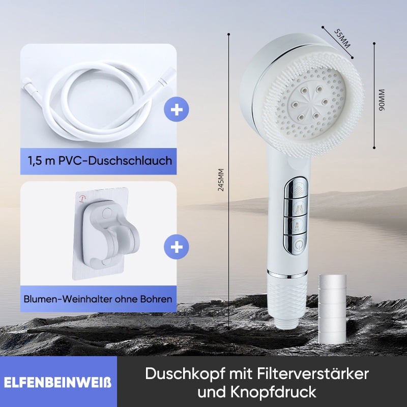 Druckverstärktes Handdusch-Set mit Bürste