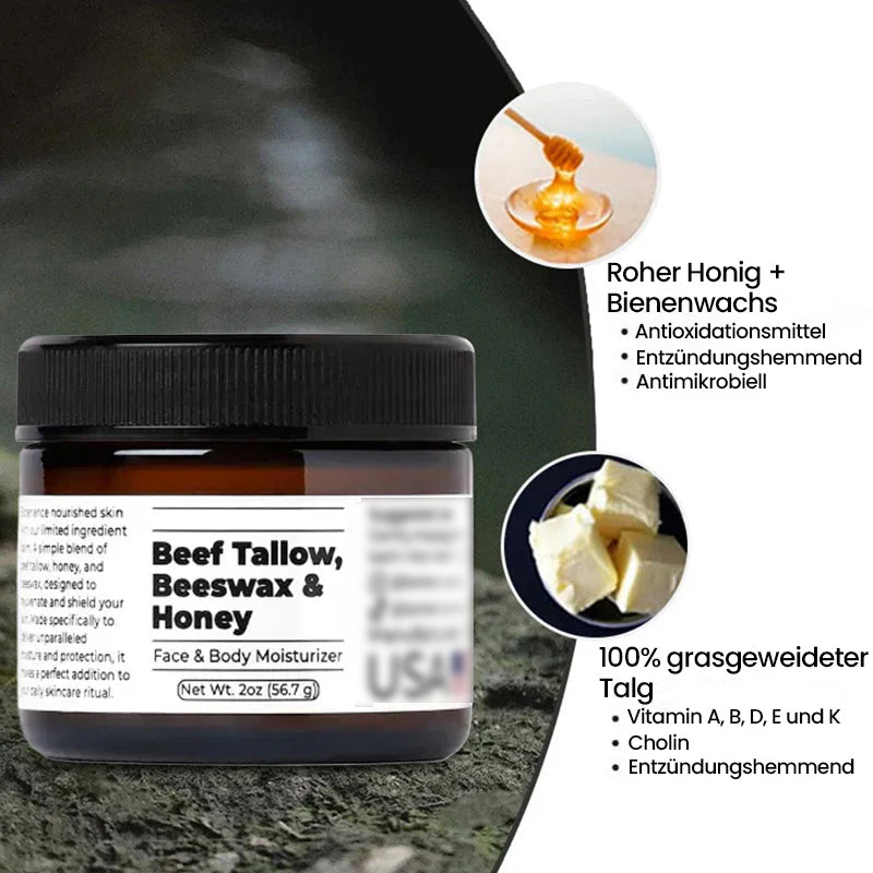 Feuchtigkeitscreme aus Rindertalg, Bienenwachs und Honig