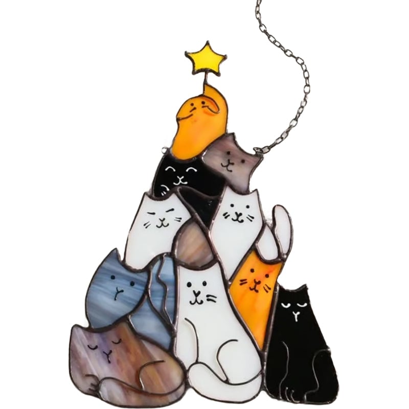 Katte Juletræ Suncatcher Ornament