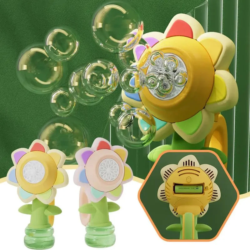 Tragbares elektrisches Seifenblasenspielzeug in Sonnenblumenform