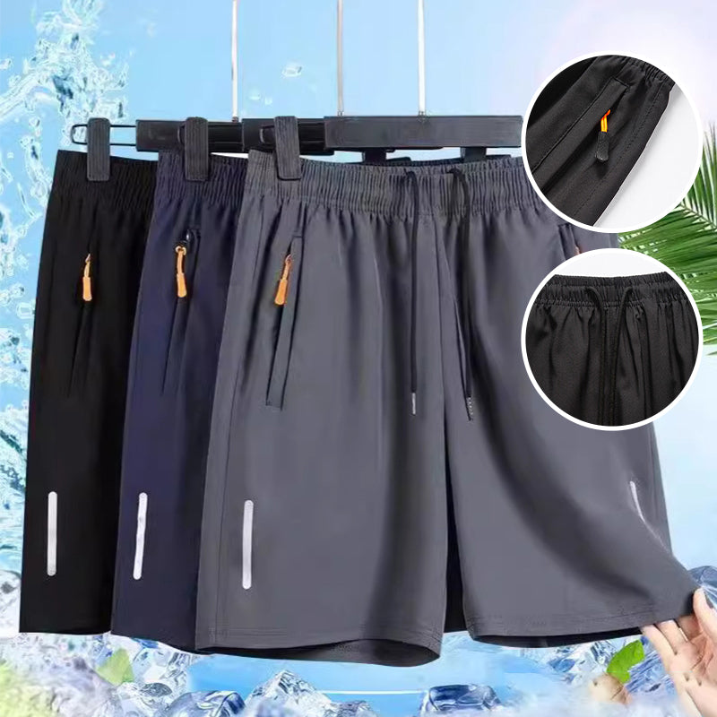 Locker sitzende Sportshorts mit Reißverschlusstaschen