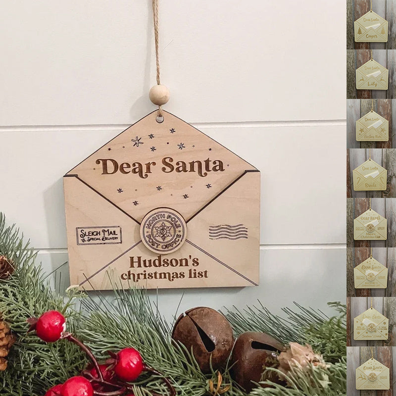 Weihnachtlicher Umschlaganhänger aus Holz