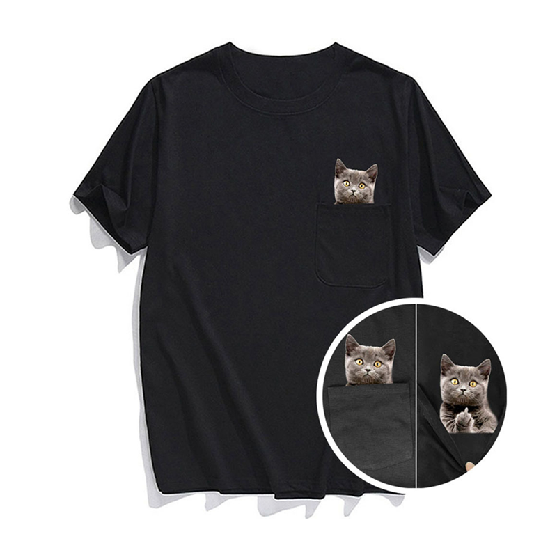 Versteckter Mittelfinger Signiert Lustige Katze Bedrucktes T-Shirt