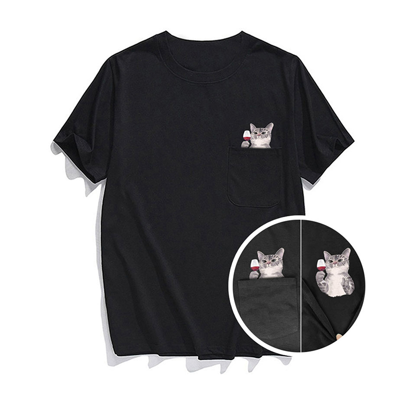 Versteckter Mittelfinger Signiert Lustige Katze Bedrucktes T-Shirt